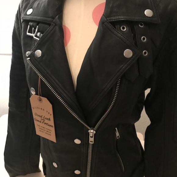 Lucky Brand Black Lambskin Biker Jacket - Picture 3 of 5